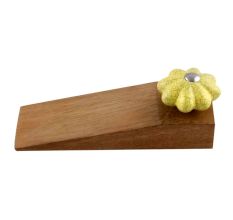 2 Pieces Yellow Crackle Ceramic Wooden Door Stopper